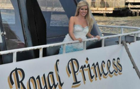 Blonde Woman in Evening Gown on Jacksonville Luxury Yacht