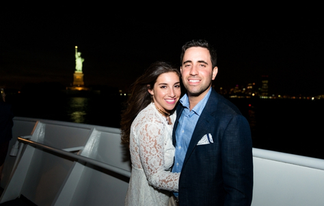 Couple Toasting at Engagement Yacht Party in Jacksonville FL